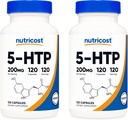 Nutricost 5- HTP 200mg, 120 Vegetariánských kapslí (5- Hydroxytryptofan) - Non- GMO & gluten Free (2 lahve)