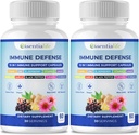 Doplněk pro imunitní podporu - 2 balení 10 v 1 Elderberry, Echinacea, Vitamin D, Vitamin C 1000mg & Zinkový dodatek - s imunní posilovač pro dospělé - 120 Vitamíny Kapsle