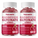 Magnesium Glycinát Gummies 1000mg - Doplněk draselného k hořčíku bez cukru s vitaminem D, B6, CoQ10 pro klidnou náladu a podporu spánku - 120 třešňových gummies -2 Pack.