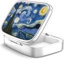 Pouzdro 2 Kompartment Small Pill Case, Přenosné pro kapesní nebo Purse Pill Pořadatel Pill Držák na držák vitaminy, léky, rybí olej a doplňky (Starry Night)