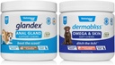 VETNIQUE Dermabliss Omega & Kožní doplněk Žvýkačky pro psy (60ct) & Glandex Anální Gland Podpora arašídové máslo měkké Žvýkačky pro psy (60ct) Bundle