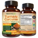 Kurkumin kurkumin s černým pepřovým extraktem (Bioperin) & Organic Turmeric Vegan Joint Supplement. Extrakt 95% Kurkuminoidy 1965mg dodatek pro zdravé klouby a imunitní podporu. 180 Tobolky