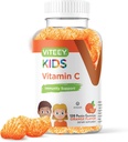 Viteey Kids Vitamin C Gummies - Imunitní podpora pro děti, Toddlers, & Teens - Vegan, želatina zdarma, gluten zdarma, GMO zdarma - Chutné žvýkací Orange ochucené imunity Gummy