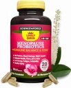 Krásný menopauza dodatek + Hormon Balance + Weight Management, Hot Flashs, Mood Swings, Vaginální zdraví & Sucho 124; Black Cohosh, Dong Quai, Ashwagandha + Probiotika, Žena dodatek, 60 ct