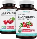 Bundle of Organic Cranberry Pills & Tart Cherry - Clean & Clear Bundle - Močové Tract & Uric Acid Support - Organic Cranberry Pills - 50: 1 Koncentrát & Organic Tart Cherry Capsules - 4: 1 Extract