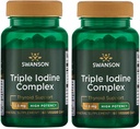 Swanson Triple Jod Complex- přírodní doplněk pro vitální štítné žlázy Support- Promotes Metabolické funkce, Zvýšená produkce červených krvinek, & Heart Health - (60 Veggie Kapsle, 12.5mg každý) 2 Pack