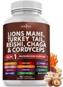 Nový věk Lions Mane Houba dodatek s krůtí ocas Reishi Cordyceps Chaga s marshmallow kořene