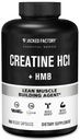 Jacked Factory Creatine HCL + HMB Kapsle - Synergistický CON- CRET, myHMB, & Vitamin D Formule pro lepší růst, sílu, & snížení svalového zhroucení - 150 Kapsle