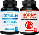 L Citrulin (240 Kapsle) L Arginin & Nitric Oxide for Stamina, Endurance & Performance for Workouts and Horny Goat Weed (60 Kapsle) Premium Hornygoatweed & Icariin Epimedium - Vegan & USA Made