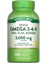 Nature 's Truth Triple Omega 3 6 9 Izo124; 3600mg Izo124; 200 Softgels Izo124; Fish, Flax, and Brutage Oils Izo124; Non- GMO & Gluten zdarma dodatek