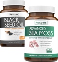 Black Seed Oil & Irish Sea Moss (3-Month Supply) - Power Duo Bundle of Black Seed Oil (180 Kapsle)