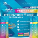 HydroMATE Electrolyte Powder Variety Pack Hydratační balíčky Nízký cukr 16 Počet