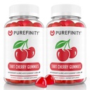 PUREFINITY Tart Třešňové gumy - Kyselina močová Flush pro společnou pomoc a obnovu, Surová šťáva extrakt antioxidant - Non- GMO, gluten zdarma, Vegan, 60 Počet (balení po 2)