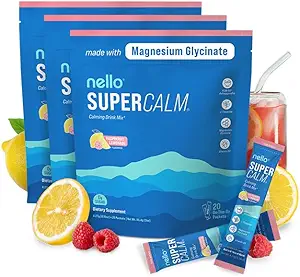Nello Supercalm Drink Mix - Ashwagandha KSM 66, Magnesium Glycinate & L- Theanine Supplemente, Vitamin D3 - Ashwagandha Root Extract (3- Pack)