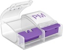 EZY DOSE Denní Push Button Pill Case, Planner medicíny, Vitamin Organizátor Box, 2 krát denně, AM / PM Velké kompartmenty, Artritis Friendly, Clear Lids, Color May Vars, BPA zdarma