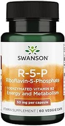 Swanson R-5-P (Riboflavin- 5-Fosfát) - vitamín B2 dodatek k podpoře energie, metabolismus a vize zdraví - přírodní wellness vzorec - (60 Kapsle)