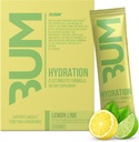 RAW Electrolytes Powder Hydration Drink Mix Packets, Bum Hydrate (Lemon Lime, 20 Servings) - Electrolyte Hydration Packets podporuje svalové funkce a vytrvalost - Keto zdarma Electrolytes Powder Packets