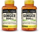 MASON NATURAL celý Herb Ginger 500 mg, přírodní bylinný dodatek, 60 tobolek (balení po 2)