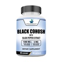 Americké standardní doplňky Black Cohosh 1300mg Per Serving with Black Pepper Fruit Extract - Vegan, Gluten Free, Non- GMO, 90 Kapsle, 45 Služeb