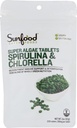 Sunfood Chlorella Spirulina Tablety - Spirulina a Chlorella prášek pilulky, Zelené řasy dodatek bohatý na chlorofyl, Zlomená buněčná zeď, Vegan - 2 oz Bag