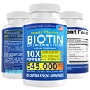 Biotin a kolagen Vitamíny + Keratin s folátem - Léčba vypadávání vlasů pro ženy a muže - Folicle, kůže a nehty doplňky pro růst vlasů a poporodní podpora - GMO zdarma & gluten zdarma (60 Caps)