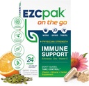 EZC Pak On The Go Imunní systém Booster s Echinacea, Vitamin C, Zinek, Imunitní Supplement, Imunity Vitamíny pro dospělé, Cestu- Friendly Balení, Vegetariánské, Gluten-Free