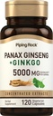Piping Rock Panax Ginseng & Ginkgo Biloba dodatek 124; 5000 mg CLAS124; 120 kapsle 124; s Black Pepper Extract CLAS124; Vegetarian, Non- GMO, a gluten zdarma dodatek