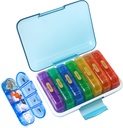 MURRI & MURRDI Pořadatel pilulek 4 krát denně, Daily Pill Box Large Weekly Medicine Case 7 Day Pill Dispenser Holder for Pills, Vitamíny, Rybí oleje, Léky, Doplňky (28 buněk, multicolored)