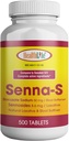 Zdraví LFE Senna-S tablety, Senna Plus (Laxative / Stool Softener) Gentle Overnight Relief of Occasional Constossional Generic for Senokot- S (Small (Balení po 1), 500)
