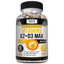Kaya Naturals Vitamíny K2 s D3 5000IU Doplněk pro muže a ženy - Snadné spolknutí - Bioperin Kapsle (60 Počet (balení po 1))