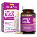 Denní Nouri Hormon Balance Probiotika pro ženy 124; Podporuje zdravé estrogen, PMS, PCOS, Perimenopauza, Vaginální pH, kvasinky, Gut zdraví, kůže & imunita 124; 7 Strains + Vegan Omega Oil 124; 30- Day Supply