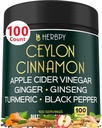 6in1 Premium Ceylon Skořice dodatek Plus jablečný ocet, kurkuma, zázvor, ženšen - Řízení hmotnosti, Digestion - 100 Veganské kapsle
