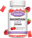Magnesium Citrátové gumy, vysoká absorpce Magnesium gumy pro dospělé, Muscle & Zuby Podpora, 60 Vegan Přírodní Raspberry gumy