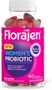 Florajen Ženské probiotické gumy - Triple- Action Prebiotic + Probiotic + Cranberry for Digestive, Močové, & Imunitation Support - Fast- acting - Vegan & gluten- Free - 40- Count