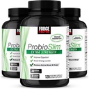 Force faktor ProbioSlim Extra Strength Probiotický doplněk pro ženy a muže s 30 bilionů CFU a zelený čaj Extract pro Gut podporu zdraví, nadýmání a úlevu od plynu, 120 Počet (balení 3)