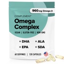 Doplněk Vegan Omega 3 Doplněk - 960mg Omega33 Fatty Acids, DHA, EPA, SDA, ALA Dodatek - Imunitní Support- 60 Servings, 120 Tekuté kapsle