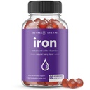 NutraChamps Železné gumy s vitamínem C - 20mg, Formation Support krevní buňky, 60 Veganské gumy pro nedostatek železa a anémie, Energie, Zaměření, Imunitní Boost