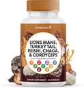 Lions Mane Houbový dodatek s krůtím ocasem Reishi Cordyceps Chaga s marshmallow Root - 60 Počet