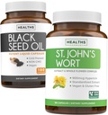 Black Seed Oil & St. John 's Wort (3-Month Supply) Harmony Essence Bundle of Black Seed Oil (180 Kapsle) Cold- Pressed Nigella Sativa & St. John' s Wort (180 Kapsle) s Powerful 900mcg Hypericin