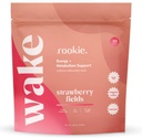 Rookie Wellness Wake - přírodní energetický nápoj prášek s 125 mg kofeinu z Green Tea Extract, B-Complex Vitamíny, Ashwagandha Extract, & Guarana Extract (30 Servings, Strawberry Fields)