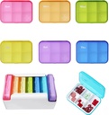 7 Kousek set Pill Organizátor 6 krát denně, Týdenní denní cestovní medicína Organizátor Přenosný 7 Den 42 Kompartmenty Pill Box s Moisture- Proof Pill Pouzdro Cestovní Pill Kontejner pro vitamíny, doplňky