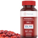 NovaKrill Krill Oil Omega 3 Doplněk - 1000mg Softgels s EPA, DHA, Astaxanthin - No Fishy After taste - Snadno spolknout antarktický krilový olej - 60 kapalných kapslí