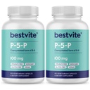 BESTVITE P- 5- P 100mg (240 Vegetariánských kapslí) (120 x 2) (CoEnzymated Form of B-6) - No Stearates - Vegan - Non GMO - gluten bez