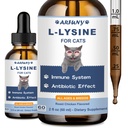 L- Lysinový dodatek pro kočky - Imunitní podpora - 60ML Lysinka pro dýchací cesty, žíhání, Runny nos, oční funkce - Přírodní kočičí antibiotické kapky - Pečené kuřecí aroma