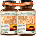 Moringa + Kurkumin dodatek pro společné zdraví, Gut Health, Energy and Immunication Support - Total Wellness Formule - Tumerický kurkumin s Black Pepper & Moringa čisté kapsle - 60 Počet - 2 Pack