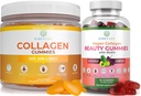 Očistěte život mořský kolagen & Vegan Collagen Bundle, gumové vitamíny pro vlasy kůže a hřebíky zdraví (90 Chews), Pore reducer & elasticita, nahradit kapsle, pilulky