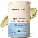 Sprout Living Plant Based Protein & Superfoods Powder, Original, Neochucené 124; Organic Protein Powder, Vegan, Non Dairy, Non-GMO, gluten Free, Sugar Free, Perfect Keto Drink Mix (2 LB)