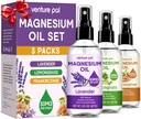 Venture Pal 3-Pack Topical Magnesium Oil Spray Set for Feet - Ideální dárek pro relaxaci, lepší spánek, Svalová úleva pro nohy & Sponky, Zdravé vlasy & kůže. Rychlá absorpce, non- Greasy
