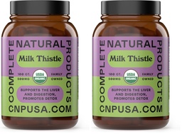 Complete Natural Products Pure Organic Milk Thistle Capsules - 500 mg Silymarin Powder 100 Pills (Pack of 2)