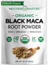 Organické, syrové peruánské Black Maca Root Powder - Premium USDA Certified, Ideální pro muže a ženy, Boost cvičení, Vylepšení svalové obnovy, Non- GMO, Vegan Superfood, 16 oz